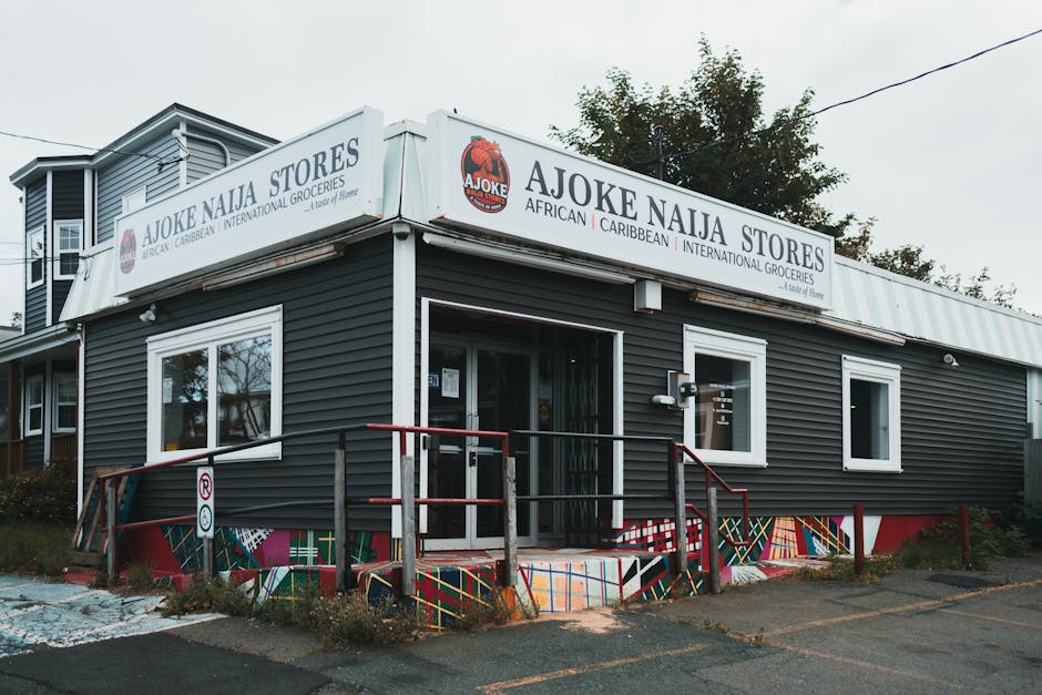 Exterior of Ajoke Naija Stores offering African and Caribbean groceries.