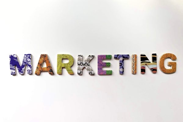 multicolored marketing freestanding letter