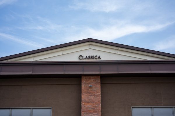 a building with a sign on it