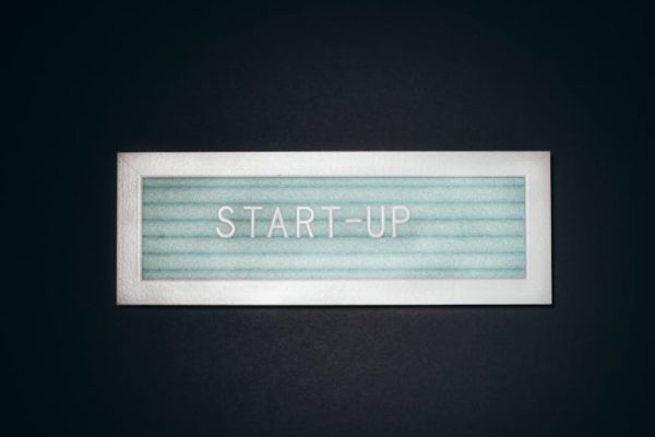 Close-up of a start-up sign with copy space, symbolizing business and innovation.