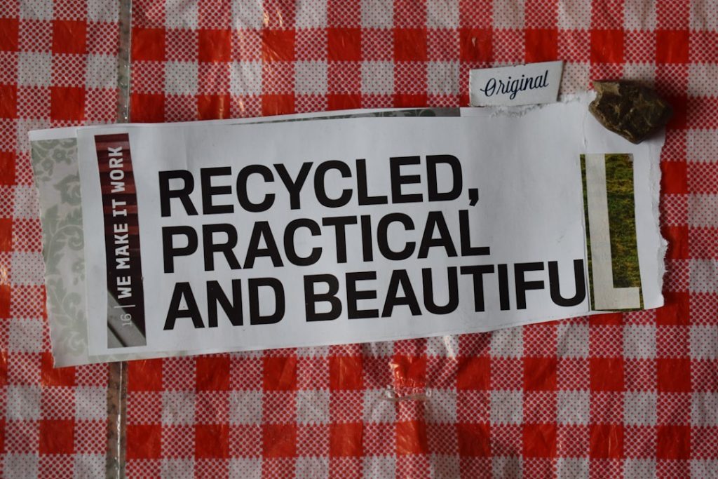 a piece of paper that says recycled practical and beautiful