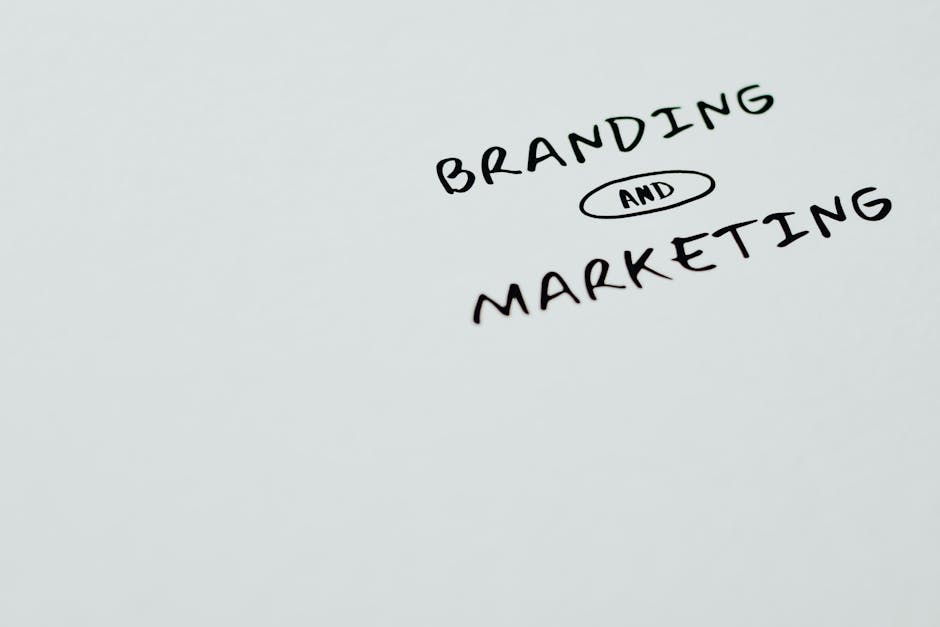 A minimalist image featuring the words 'Branding' and 'Marketing' on a white background, ideal for digital marketing themes.
