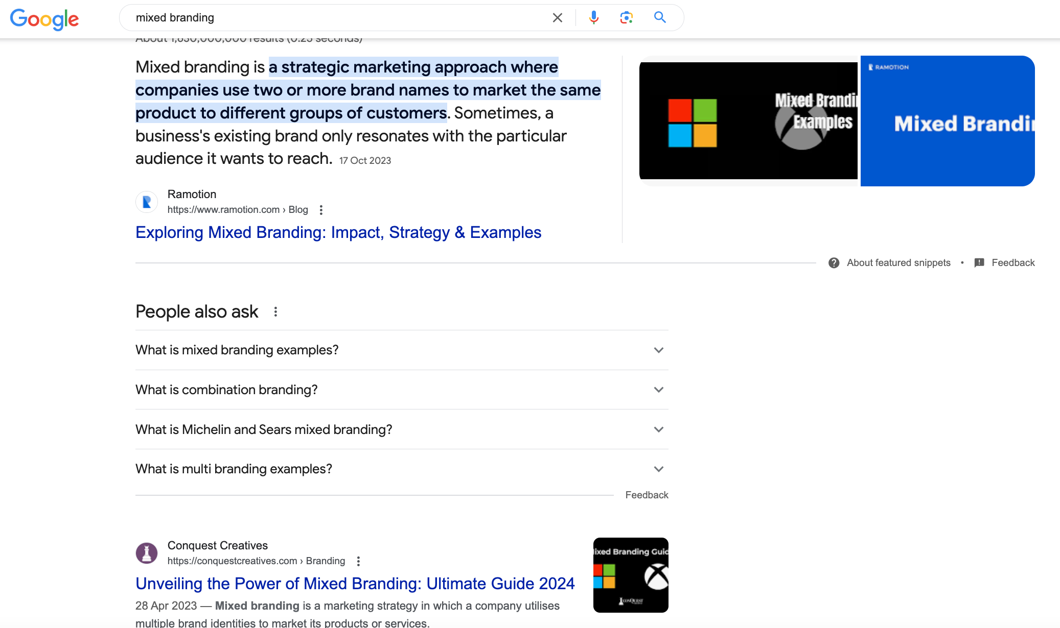 Mixed branding ranking