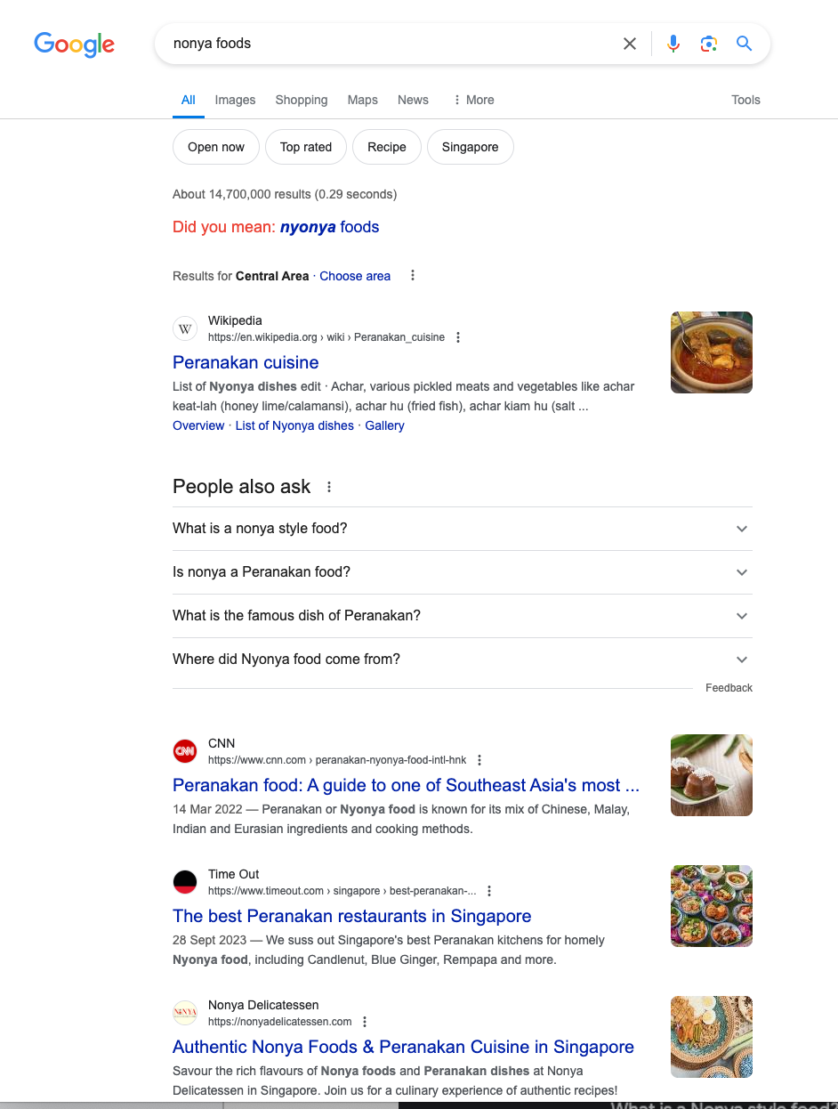 Nonya foods kw ranking apr 2023