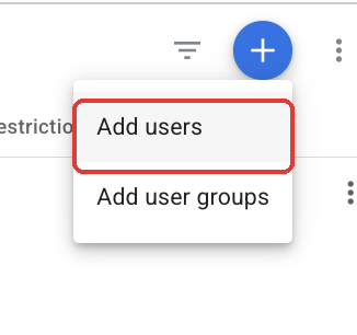 GA4 add menu with Add users highlighted